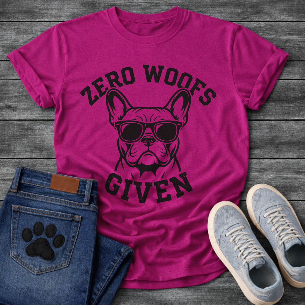 Funny zero woofs given dog shirt with sassy Frenchie attitude for pet lovers