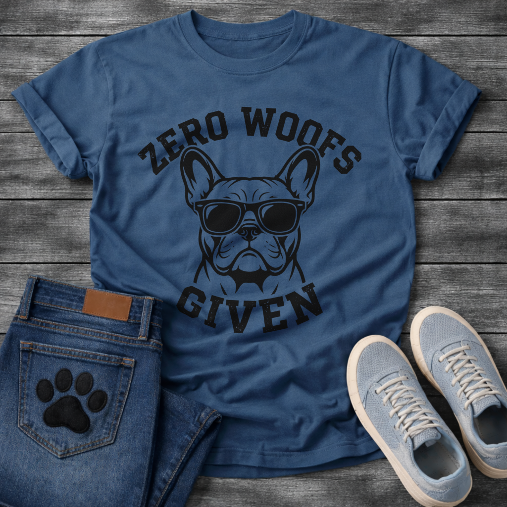 Funny zero woofs given dog shirt with sassy Frenchie attitude for pet lovers