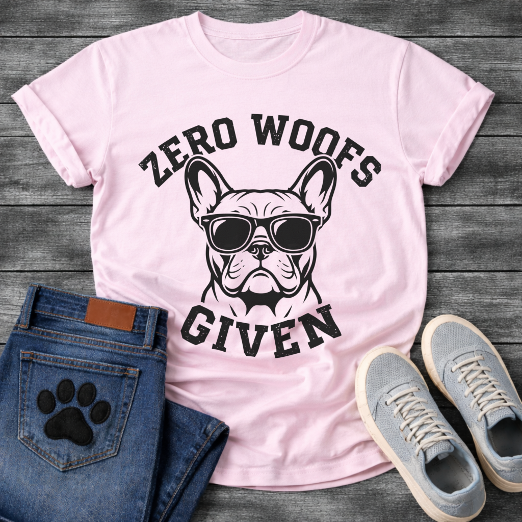 Funny zero woofs given dog shirt with sassy Frenchie attitude for pet lovers