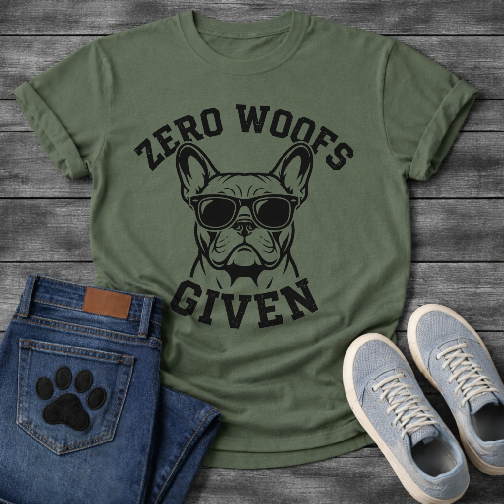 Funny zero woofs given dog shirt with sassy Frenchie attitude for pet lovers
