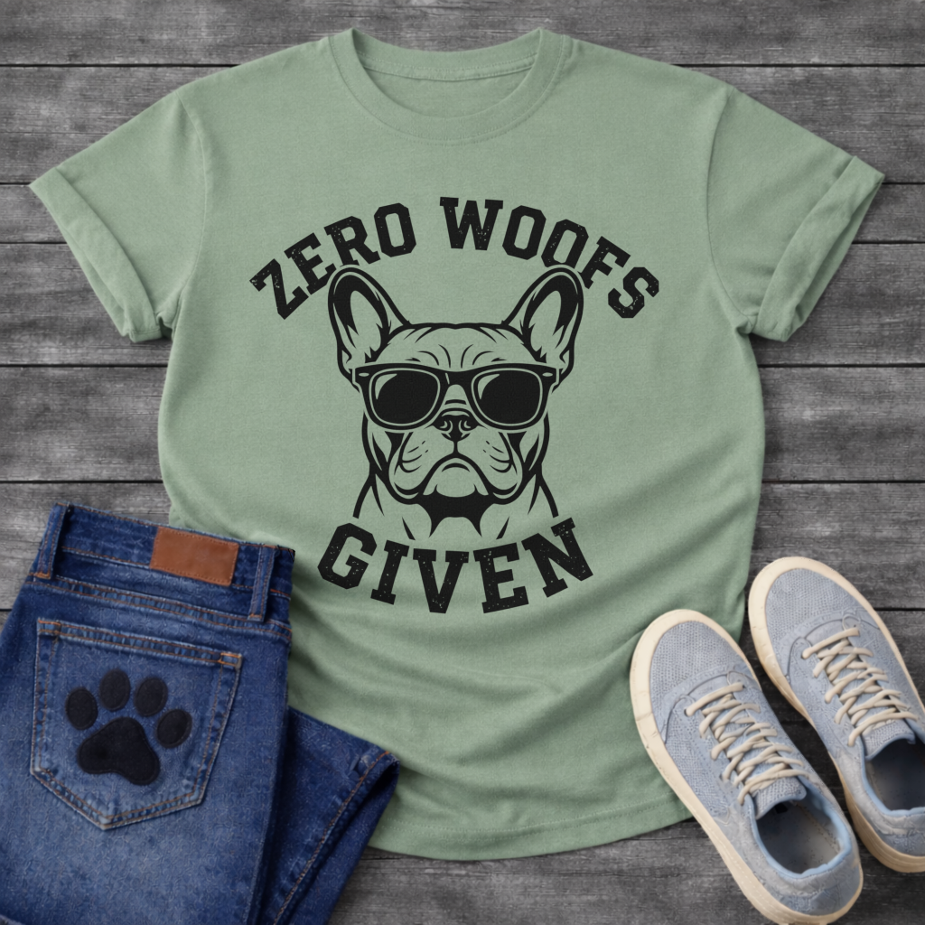 Funny zero woofs given dog shirt with sassy Frenchie attitude for pet lovers