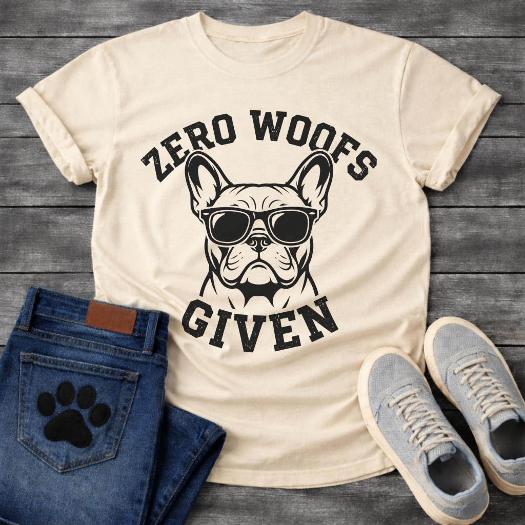 Funny zero woofs given dog shirt with sassy Frenchie attitude for pet lovers