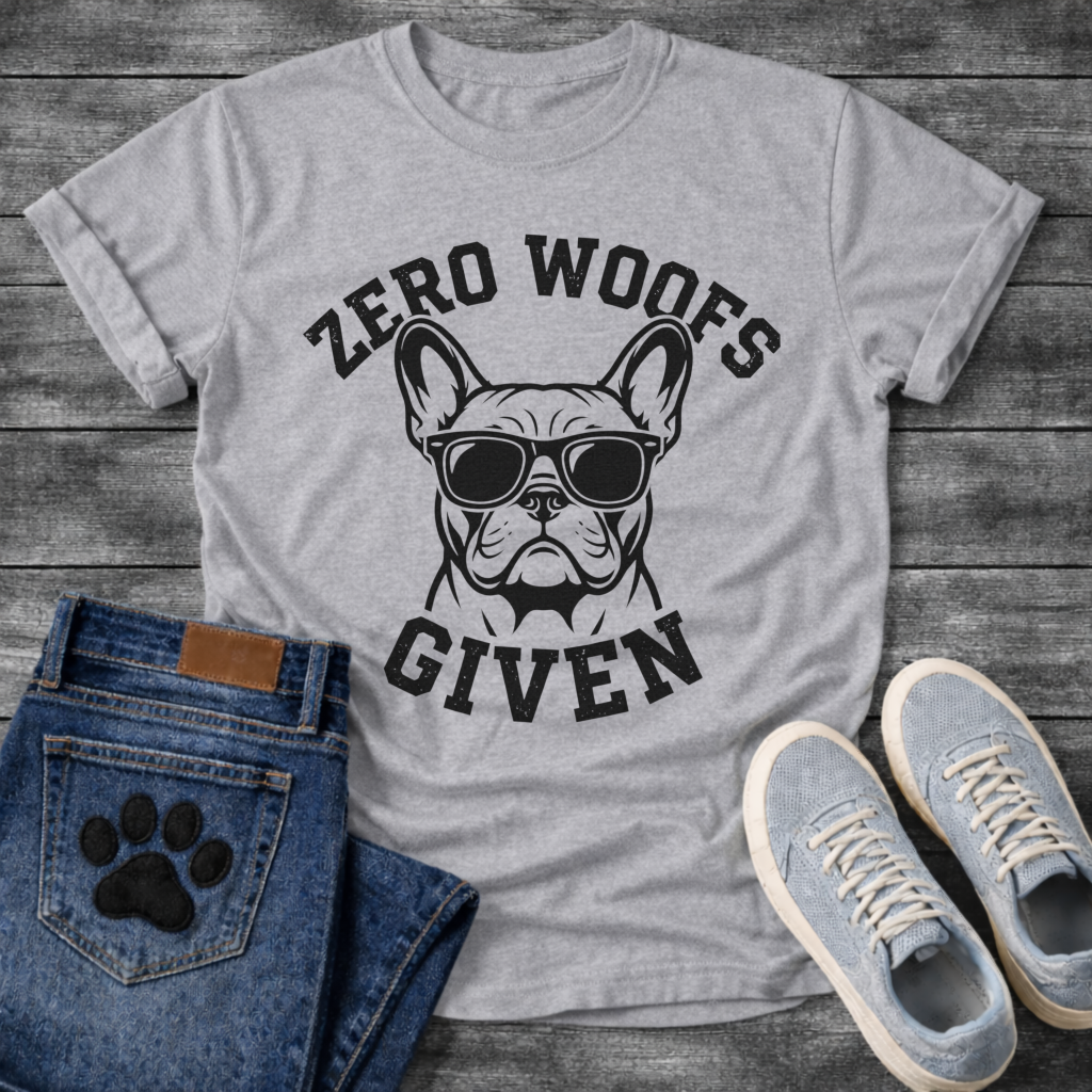 Funny zero woofs given dog shirt with sassy Frenchie attitude for pet lovers
