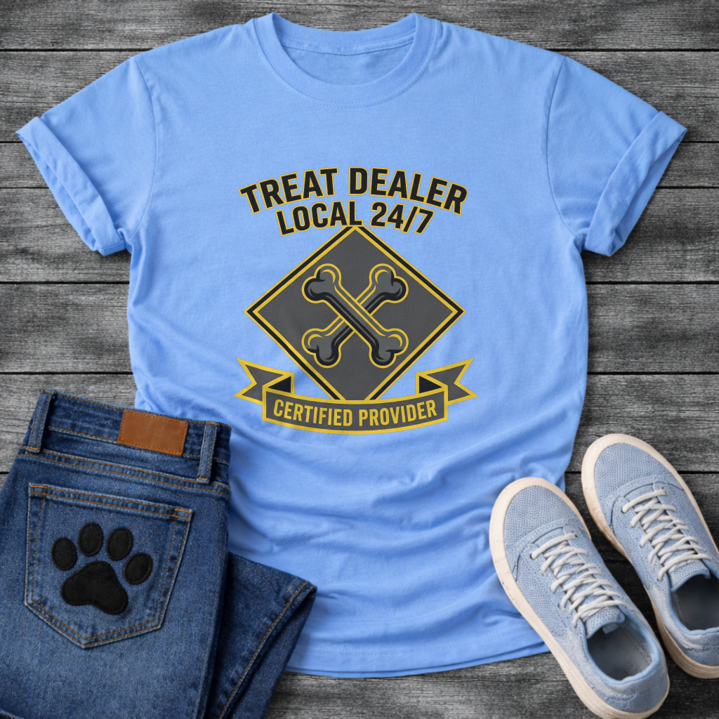 Treat Dealer Local 24/7 Certified Provider funny dog parent badge shirt