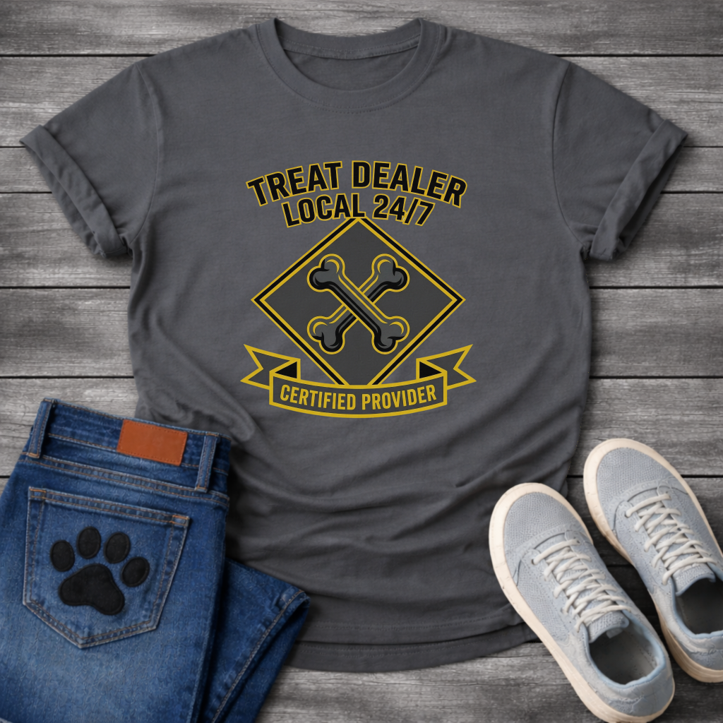Treat Dealer Local 24/7 Certified Provider funny dog parent badge shirt