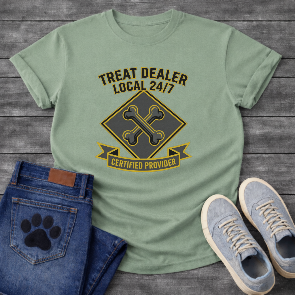 Treat Dealer Local 24/7 Certified Provider funny dog parent badge shirt