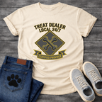 Treat Dealer Local 24/7 Certified Provider funny dog parent badge shirt