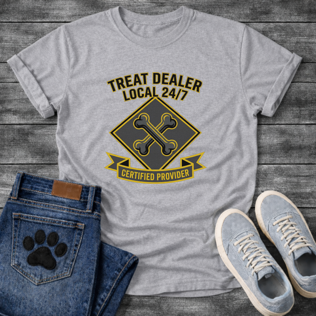 Treat Dealer Local 24/7 Certified Provider funny dog parent badge shirt