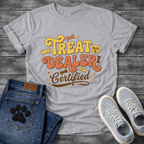 Treat dealer certified retro shirt with groovy lettering for dog parents