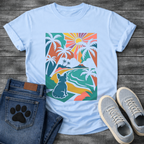 French Bulldog tropical sunset palm tree colorful graphic dog shirt tee

