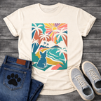 French Bulldog tropical sunset palm tree colorful graphic dog shirt tee
