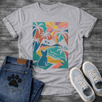 French Bulldog tropical sunset palm tree colorful graphic dog shirt tee
