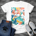 French Bulldog tropical sunset palm tree colorful graphic dog shirt tee
