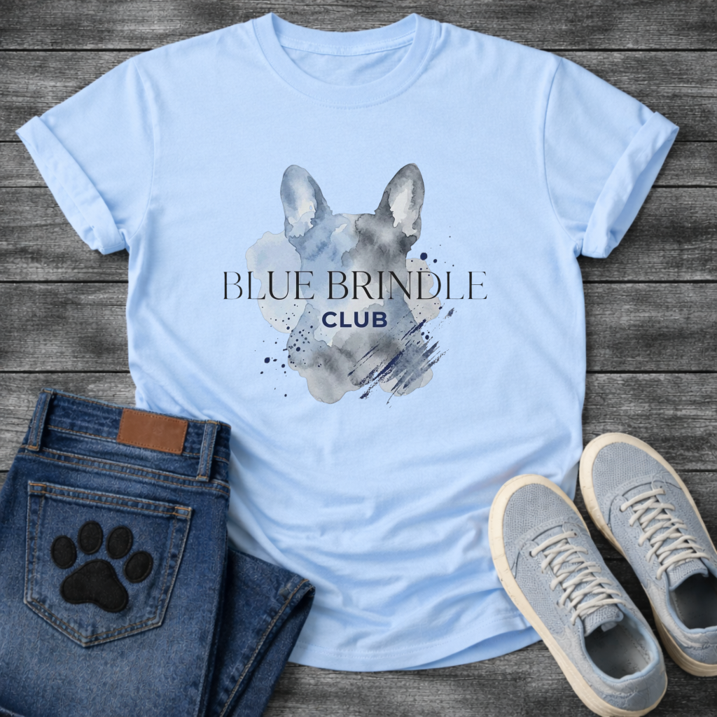 Blue Brindle Club French Bulldog watercolor graphic dog shirt unisex tee