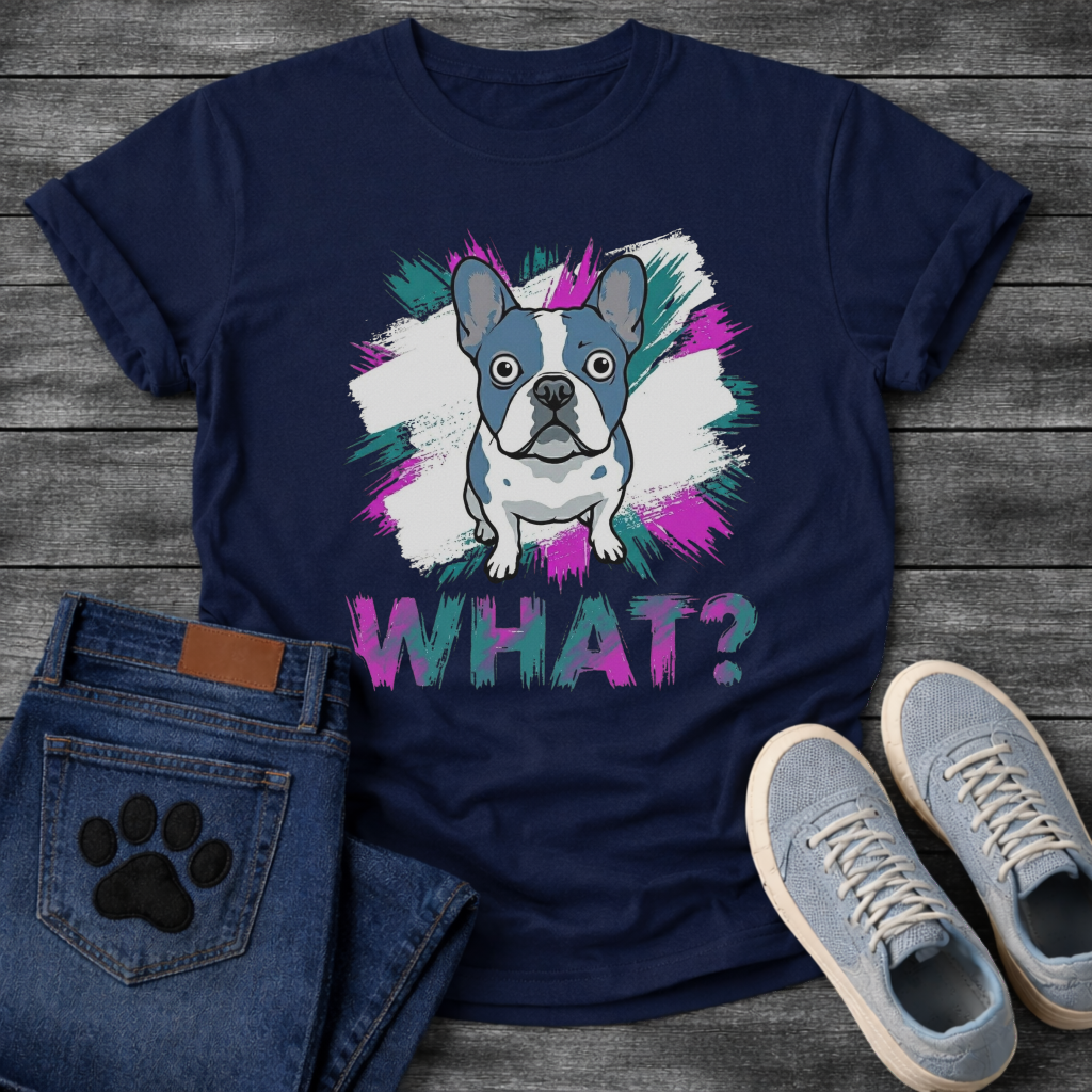 What Frenchie funny dog shirt navy French Bulldog colorful pet lover apparel tee