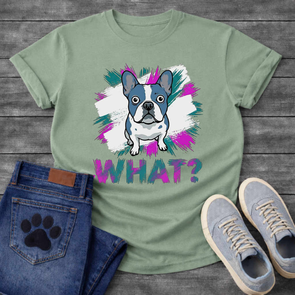 What Frenchie funny dog shirt navy French Bulldog colorful pet lover apparel tee