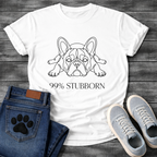 French Bulldog stubborn flat lay continuous line art t-shirt - 
Frenchie chin down paws forward 99% Stubborn graphic tee