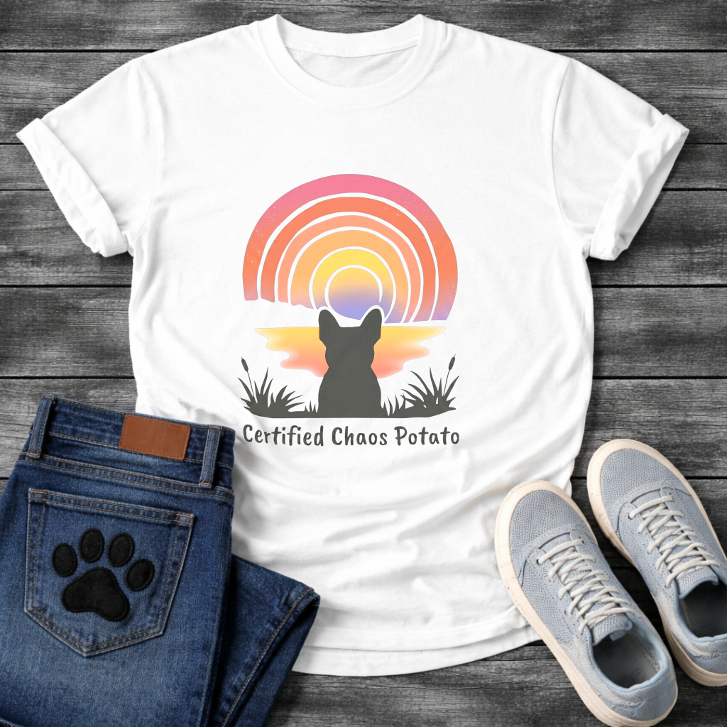 Certified Chaos Potato French Bulldog retro sunset t-shirt funny dog shirt pet lover apparel