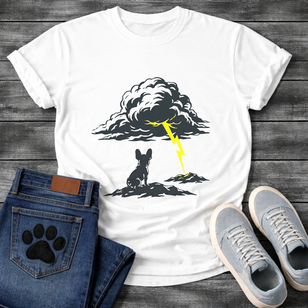 Unbothered French Bulldog lightning storm silhouette t-shirt sand funny dog shirt pet lover apparel