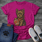 Funny football Yorkie dog shirt with Yorkshire Terrier holding football for pet lovers