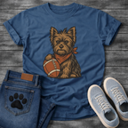 Funny football Yorkie dog shirt with Yorkshire Terrier holding football for pet lovers