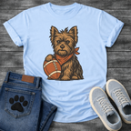 Funny football Yorkie dog shirt with Yorkshire Terrier holding football for pet lovers