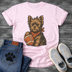 Funny football Yorkie dog shirt with Yorkshire Terrier holding football for pet lovers