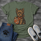 Funny football Yorkie dog shirt with Yorkshire Terrier holding football for pet lovers