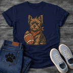 Funny football Yorkie dog shirt with Yorkshire Terrier holding football for pet lovers
