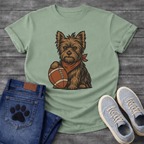 Funny football Yorkie dog shirt with Yorkshire Terrier holding football for pet lovers