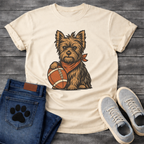 Funny football Yorkie dog shirt with Yorkshire Terrier holding football for pet lovers