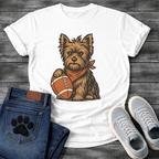 Funny football Yorkie dog shirt with Yorkshire Terrier holding football for pet lovers