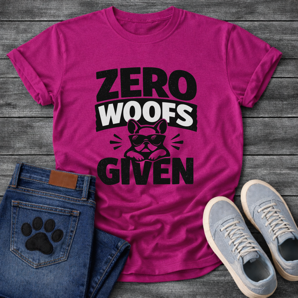 Zero woofs given funny dog shirt with French Bulldog attitude for pet lovers
