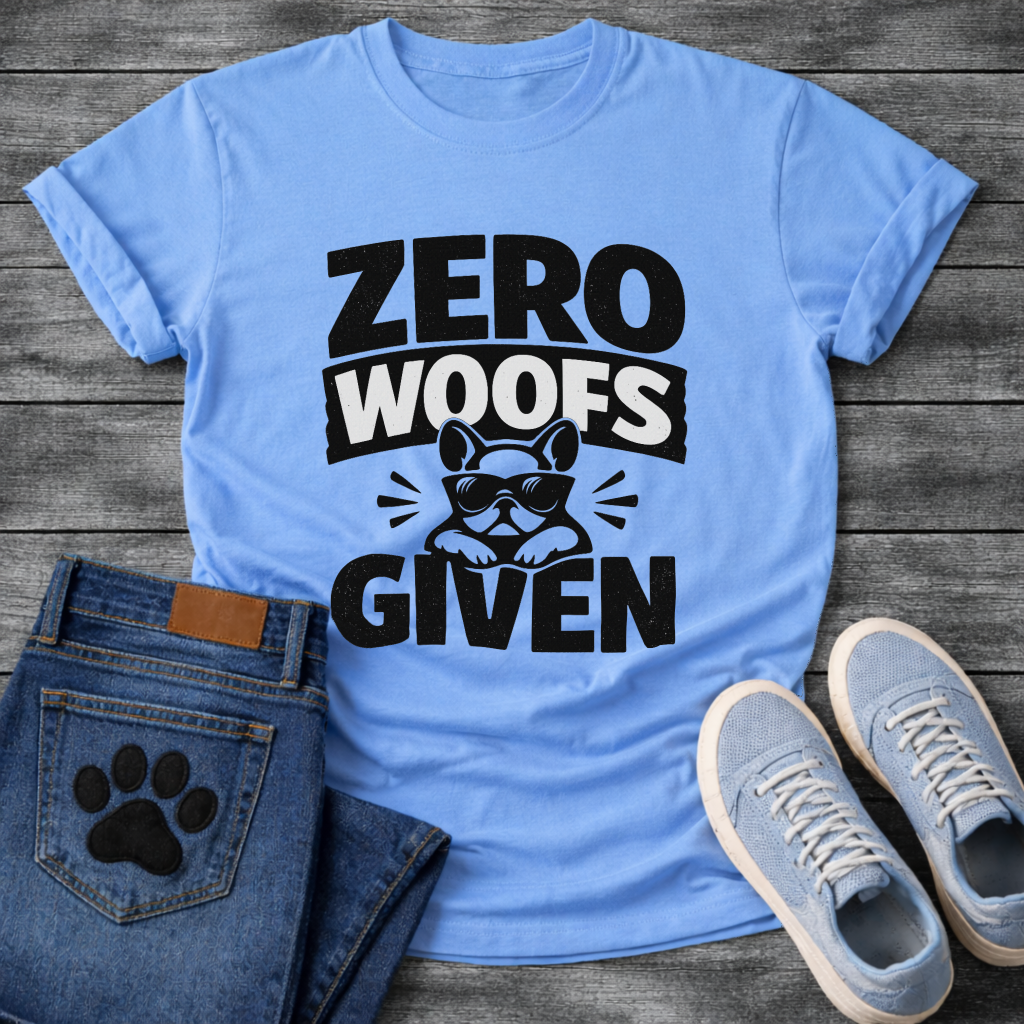 Zero woofs given funny dog shirt with French Bulldog attitude for pet lovers
