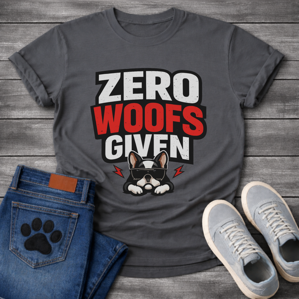 Zero woofs given funny dog shirt with French Bulldog attitude for pet lovers