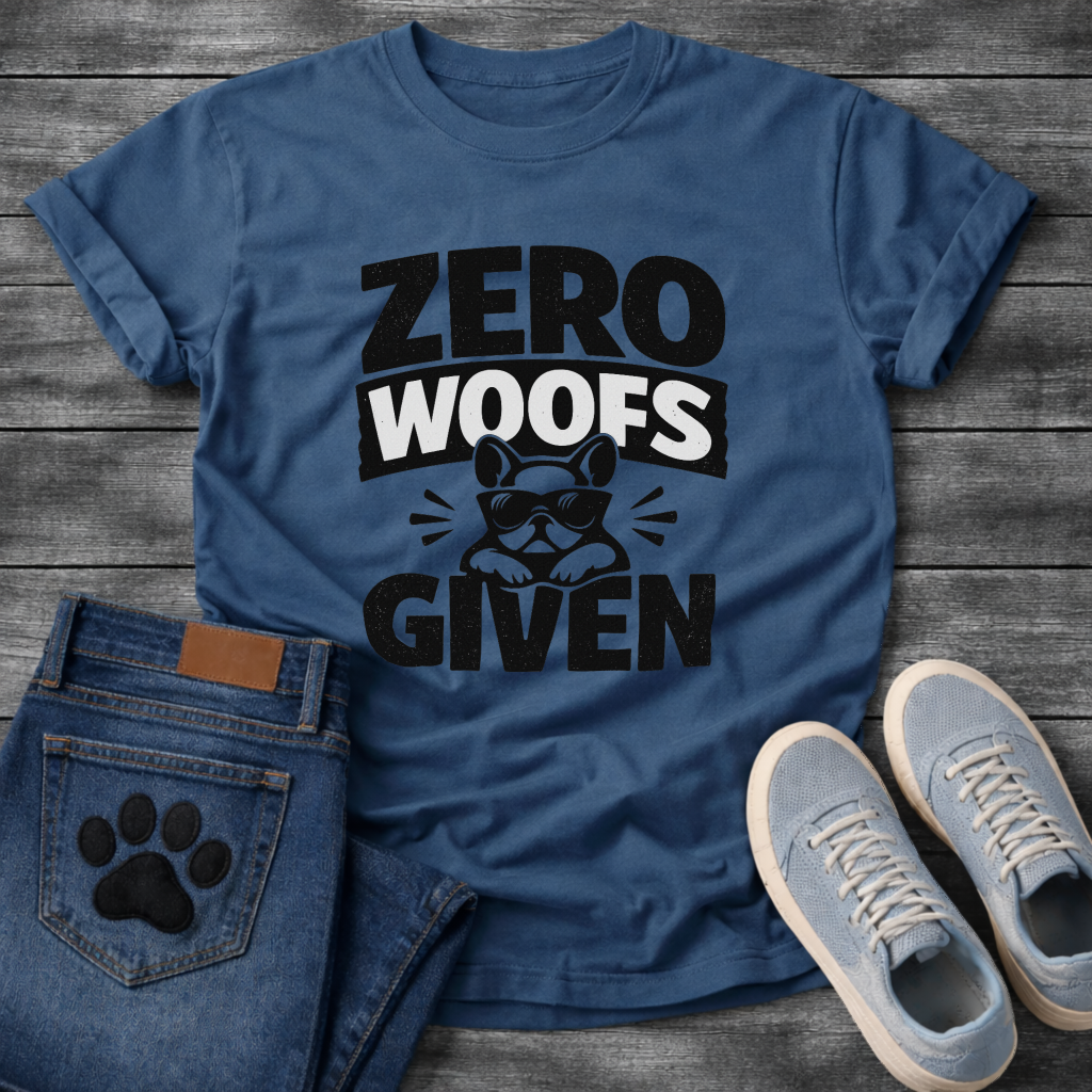 Zero woofs given funny dog shirt with French Bulldog attitude for pet lovers
