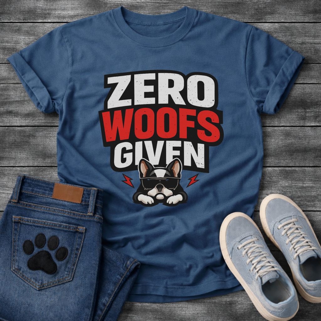 Zero woofs given funny dog shirt with French Bulldog attitude for pet lovers