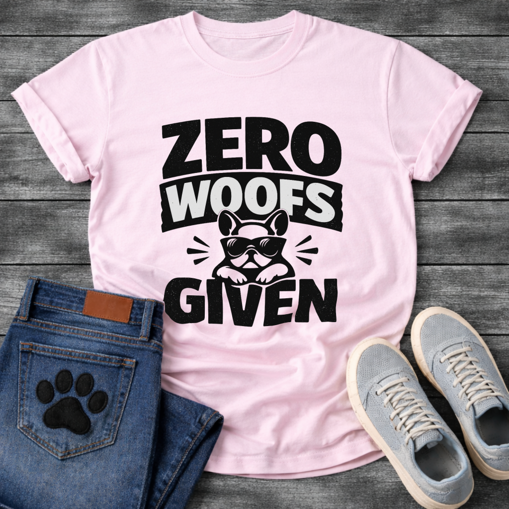 Zero woofs given funny dog shirt with French Bulldog attitude for pet lovers
