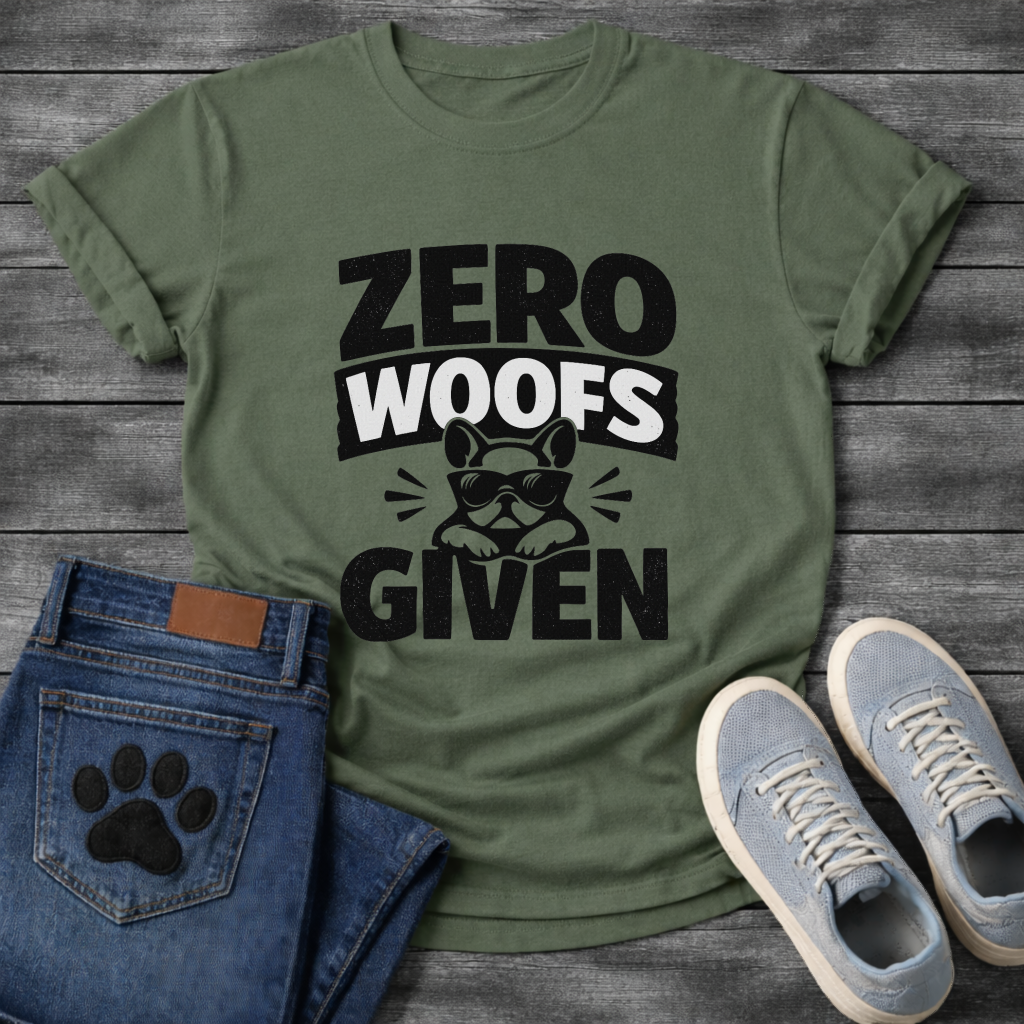 Zero woofs given funny dog shirt with French Bulldog attitude for pet lovers
