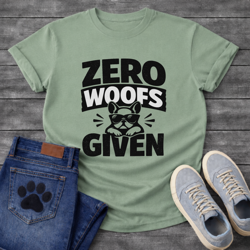 Zero woofs given funny dog shirt with French Bulldog attitude for pet lovers
