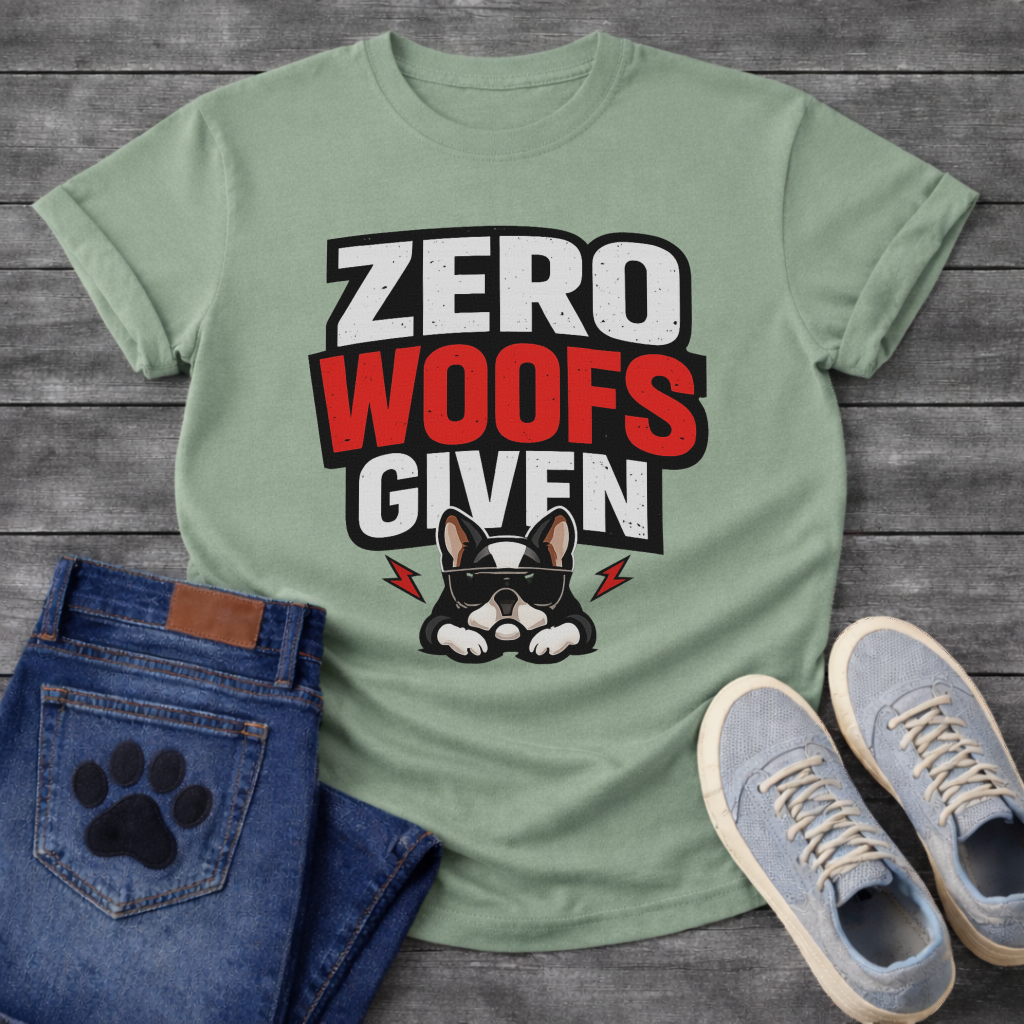 Zero woofs given funny dog shirt with French Bulldog attitude for pet lovers