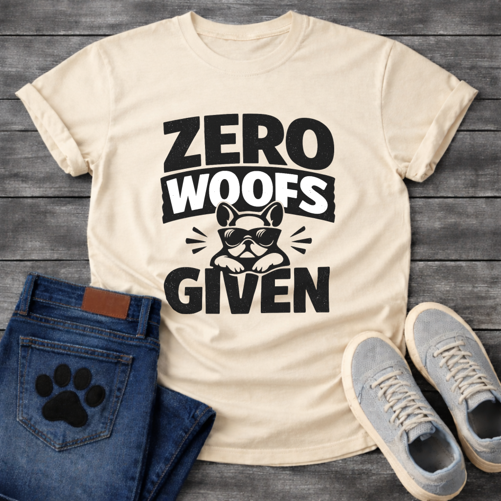 Zero woofs given funny dog shirt with French Bulldog attitude for pet lovers
