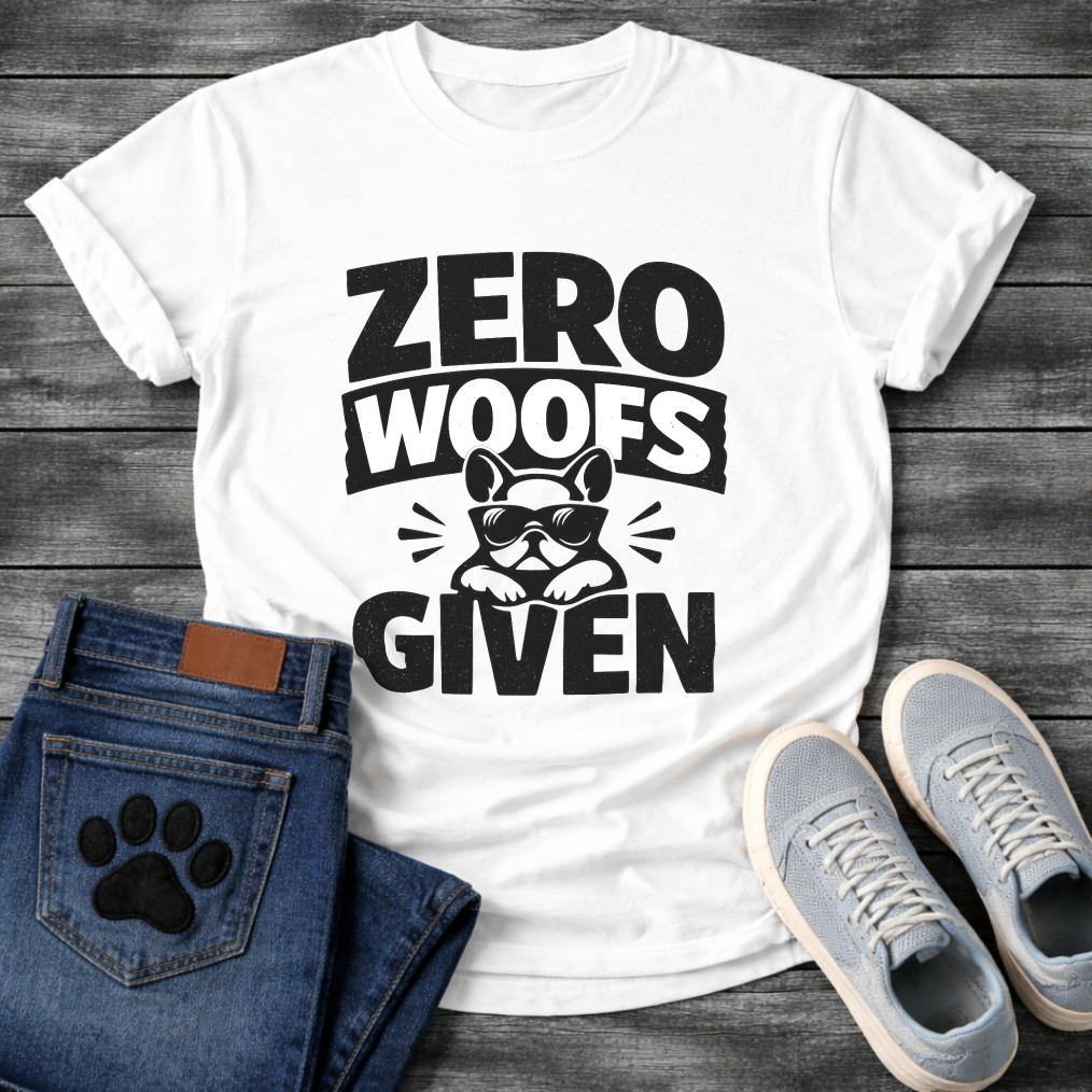 Zero woofs given funny dog shirt with French Bulldog attitude for pet lovers
