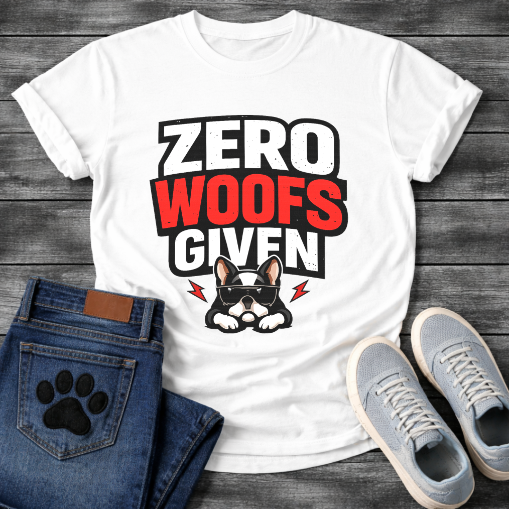 Zero woofs given funny dog shirt with French Bulldog attitude for pet lovers