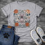 Blue French Bulldog floral folk art botanical graphic dog mom shirt tee